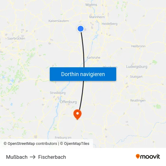 Mußbach to Fischerbach map