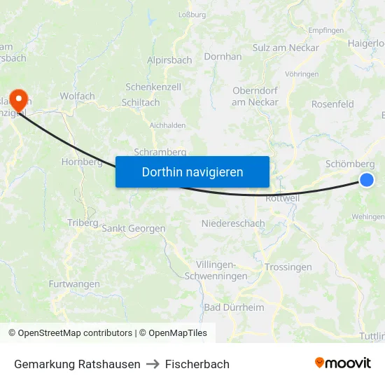 Gemarkung Ratshausen to Fischerbach map