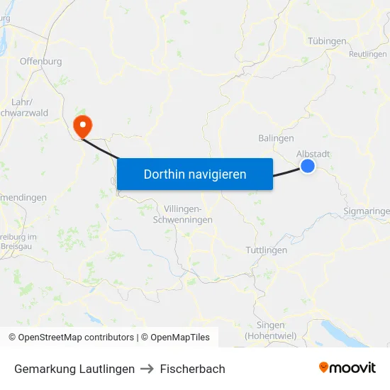 Gemarkung Lautlingen to Fischerbach map