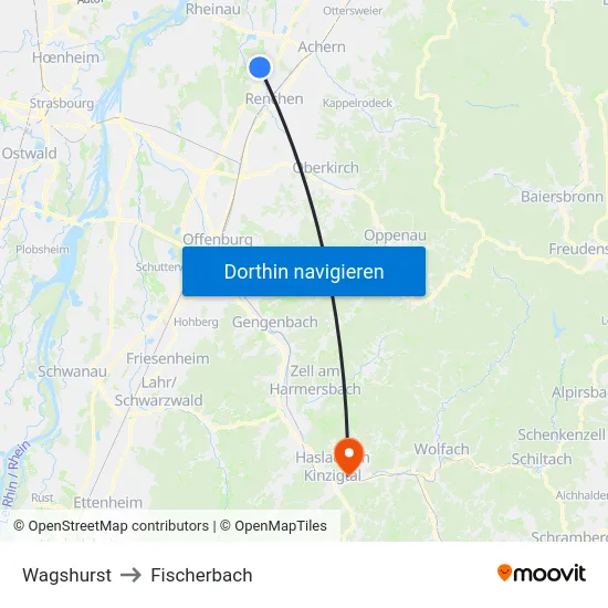 Wagshurst to Fischerbach map