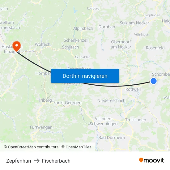 Zepfenhan to Fischerbach map
