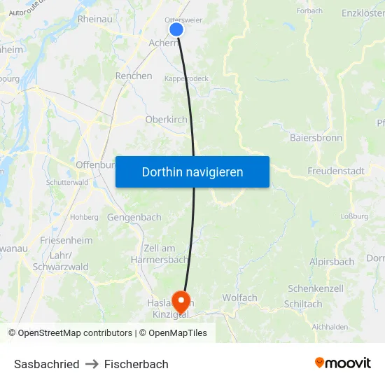 Sasbachried to Fischerbach map