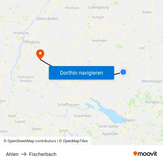 Ahlen to Fischerbach map