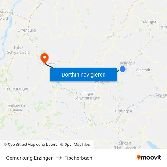 Gemarkung Erzingen to Fischerbach map