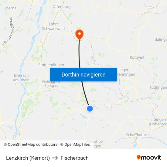 Lenzkirch (Kernort) to Fischerbach map