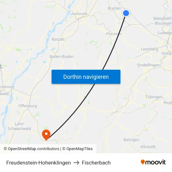 Freudenstein-Hohenklingen to Fischerbach map