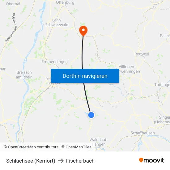 Schluchsee (Kernort) to Fischerbach map