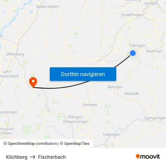 Kilchberg to Fischerbach map