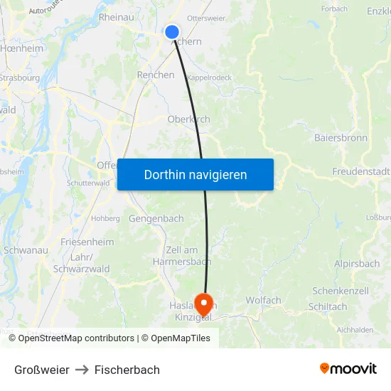 Großweier to Fischerbach map