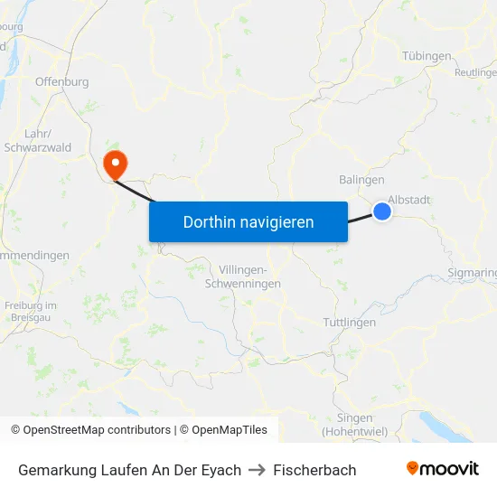 Gemarkung Laufen An Der Eyach to Fischerbach map
