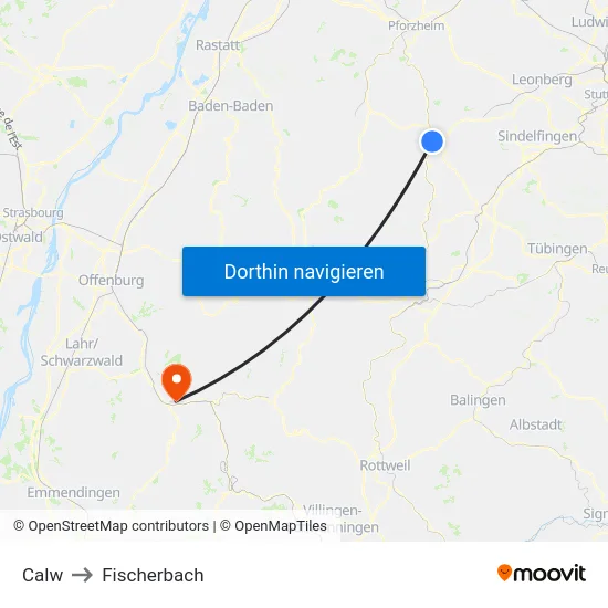 Calw to Fischerbach map
