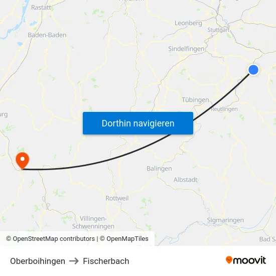 Oberboihingen to Fischerbach map