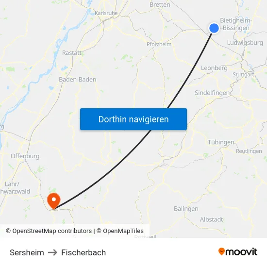 Sersheim to Fischerbach map