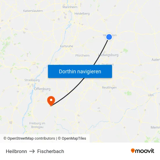 Heilbronn to Fischerbach map