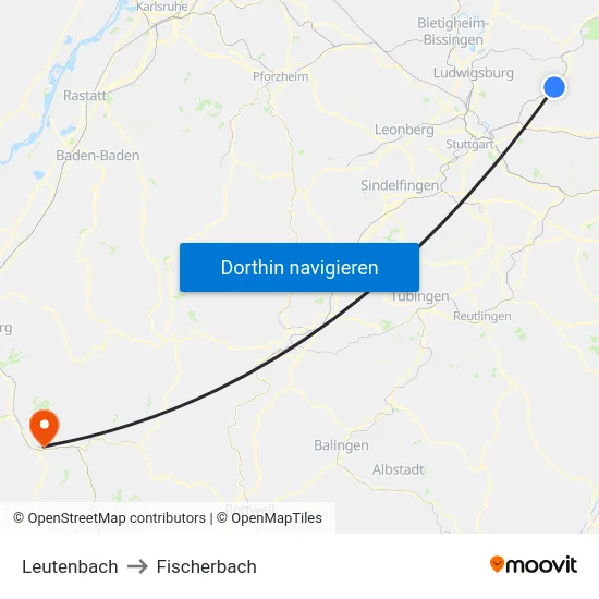 Leutenbach to Fischerbach map
