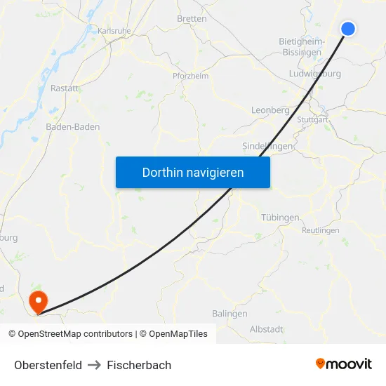 Oberstenfeld to Fischerbach map
