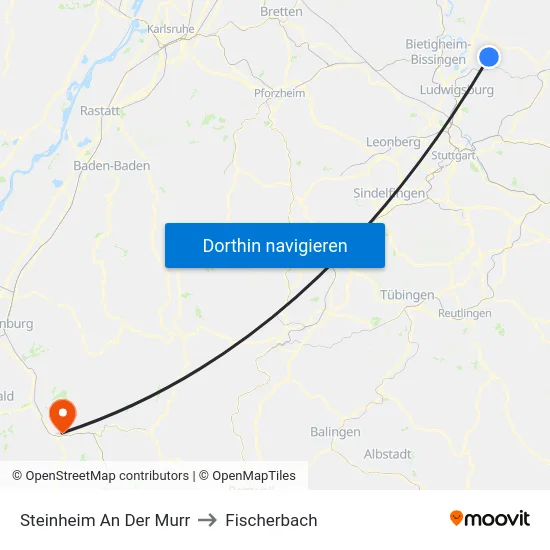 Steinheim An Der Murr to Fischerbach map