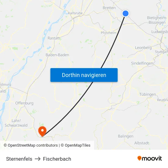 Sternenfels to Fischerbach map