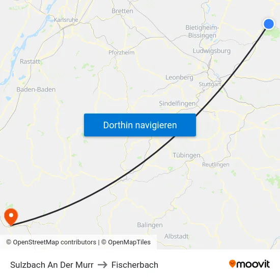 Sulzbach An Der Murr to Fischerbach map