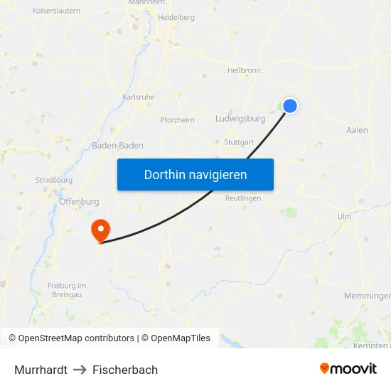 Murrhardt to Fischerbach map