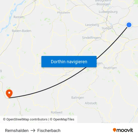 Remshalden to Fischerbach map