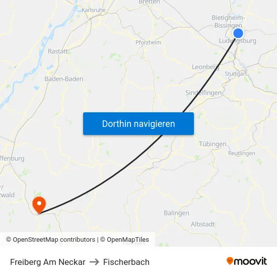 Freiberg Am Neckar to Fischerbach map