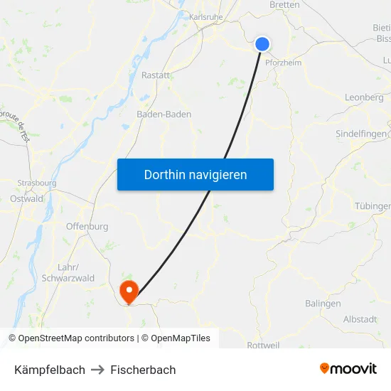 Kämpfelbach to Fischerbach map
