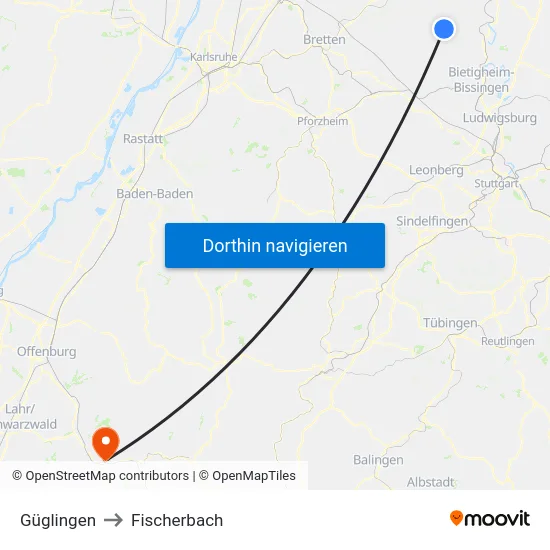 Güglingen to Fischerbach map