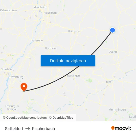 Satteldorf to Fischerbach map