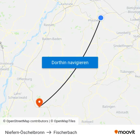Niefern-Öschelbronn to Fischerbach map