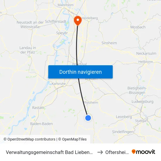 Verwaltungsgemeinschaft Bad Liebenzell to Oftersheim map