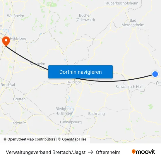Verwaltungsverband Brettach/Jagst to Oftersheim map