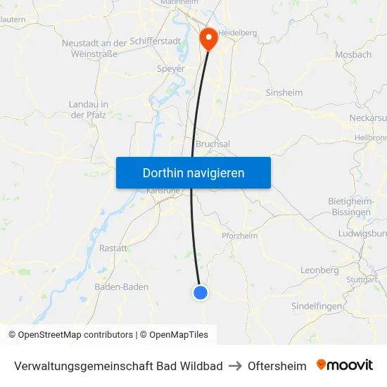 Verwaltungsgemeinschaft Bad Wildbad to Oftersheim map