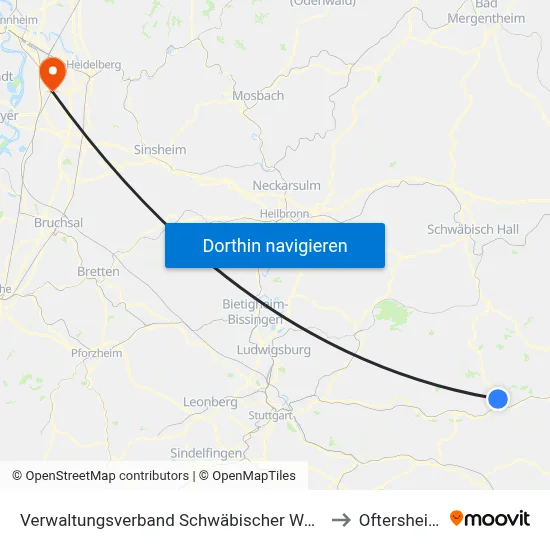Verwaltungsverband Schwäbischer Wald to Oftersheim map