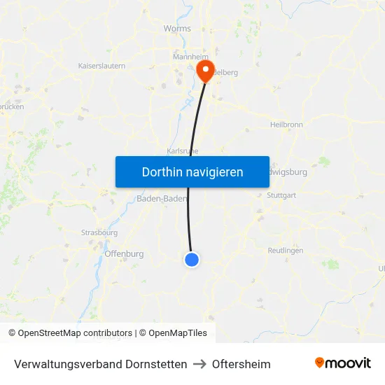 Verwaltungsverband Dornstetten to Oftersheim map