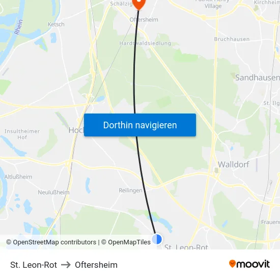 St. Leon-Rot to Oftersheim map