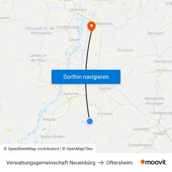 Verwaltungsgemeinschaft Neuenbürg to Oftersheim map
