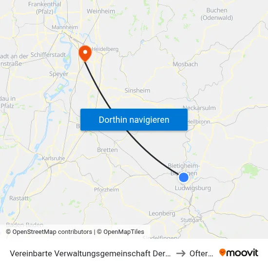 Vereinbarte Verwaltungsgemeinschaft Der Stadt Bietigheim-Bissingen to Oftersheim map