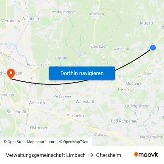 Verwaltungsgemeinschaft Limbach to Oftersheim map