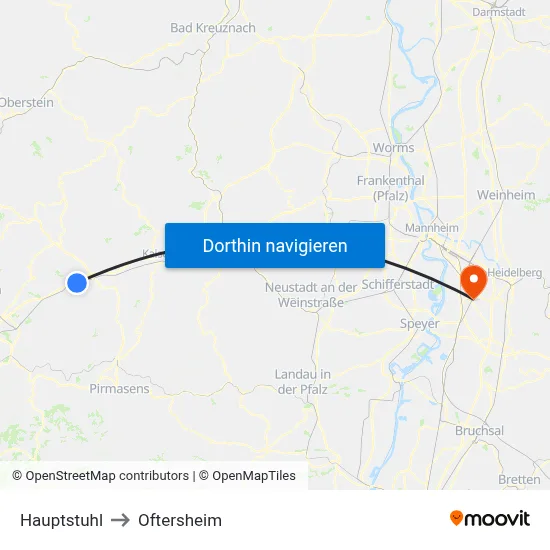 Hauptstuhl to Oftersheim map