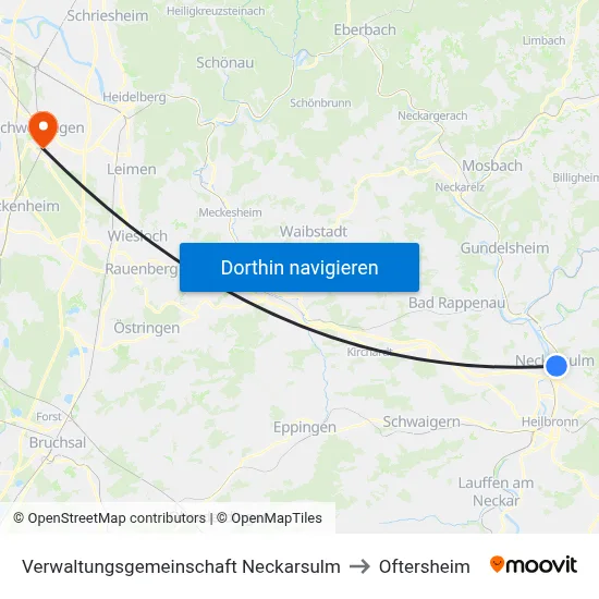 Verwaltungsgemeinschaft Neckarsulm to Oftersheim map