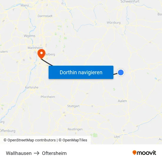 Wallhausen to Oftersheim map