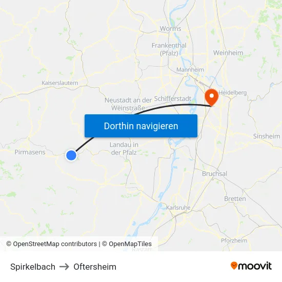 Spirkelbach to Oftersheim map