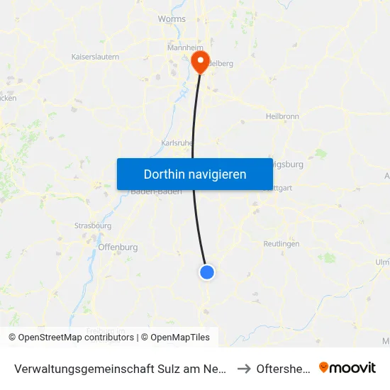 Verwaltungsgemeinschaft Sulz am Neckar to Oftersheim map