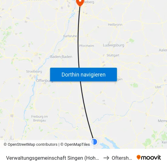Verwaltungsgemeinschaft Singen (Hohentwiel) to Oftersheim map