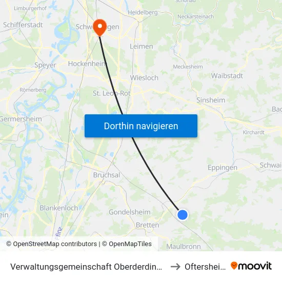 Verwaltungsgemeinschaft Oberderdingen to Oftersheim map