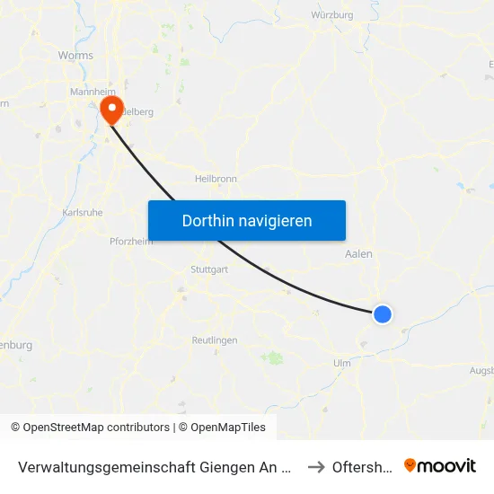 Verwaltungsgemeinschaft Giengen An Der Brenz to Oftersheim map