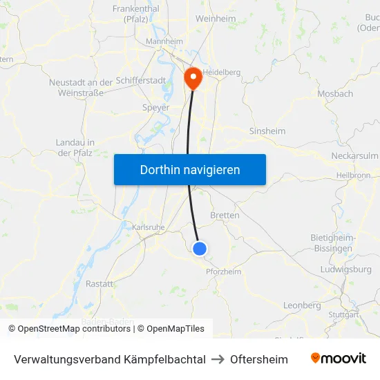 Verwaltungsverband Kämpfelbachtal to Oftersheim map