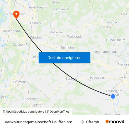 Verwaltungsgemeinschaft Lauffen am Neckar to Oftersheim map
