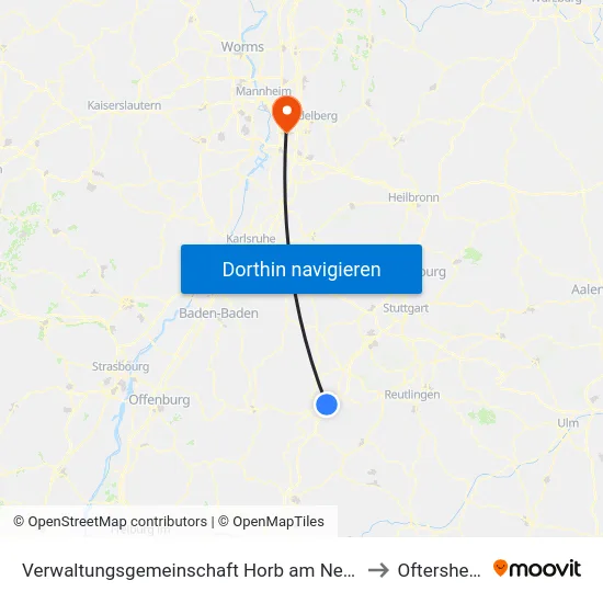 Verwaltungsgemeinschaft Horb am Neckar to Oftersheim map
